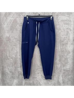 FIGS Zamora Jogger Pants Womens Medium Blue Scrub Elastic Waist Pockets Stretch